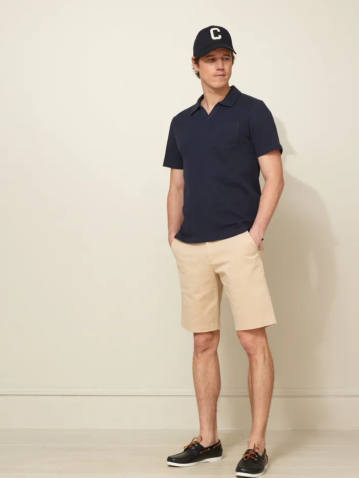 Men Cyrillus Clothing Straight Leg Stretch Cotton Bermuda Shorts Beige