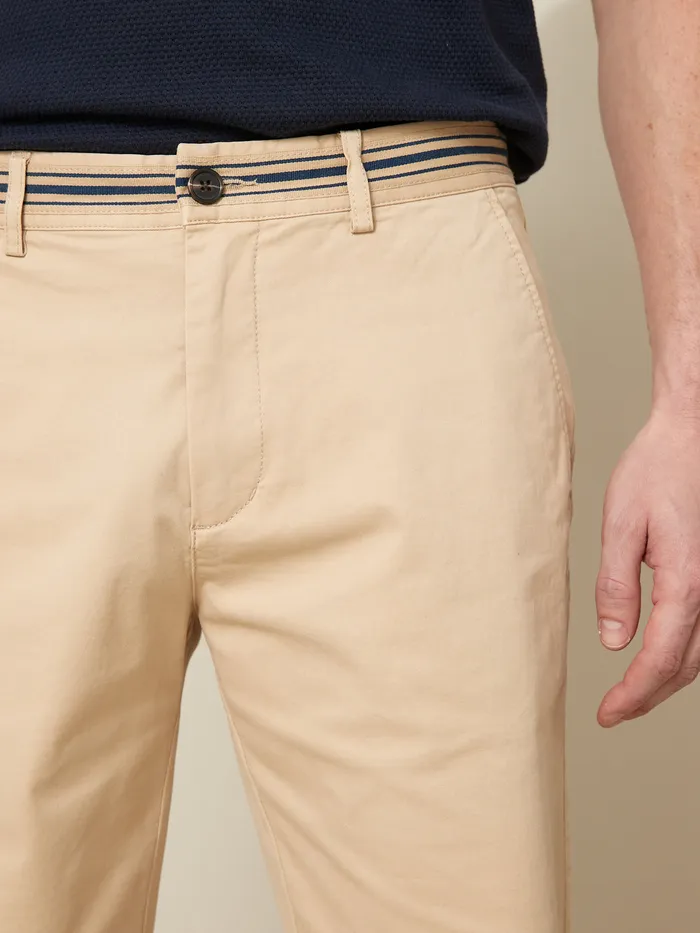 Men Cyrillus Clothing Straight Leg Stretch Cotton Bermuda Shorts Beige