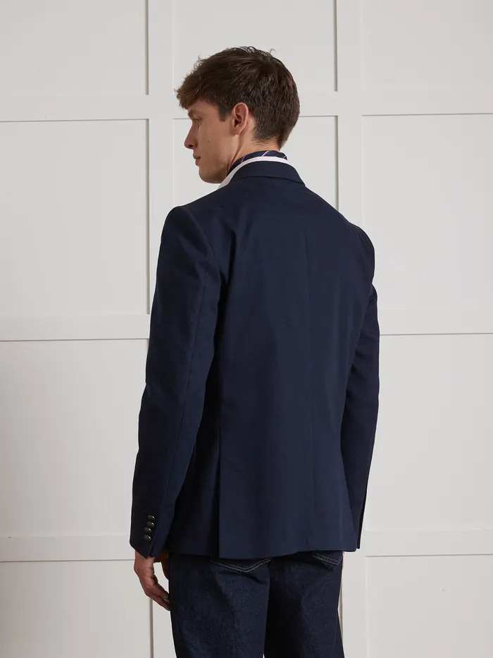 Men Cyrillus Clothing Twill Blazer With Novel Buttons Marine