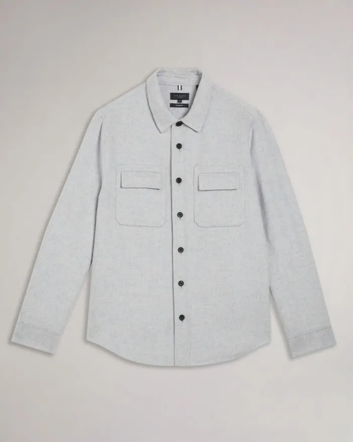 Men DALCH 8211 Wool Blend Overshirt Light Grey Ted Baker Shirts