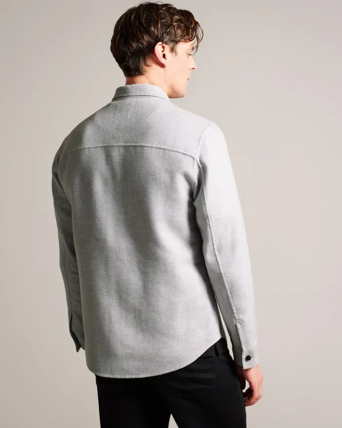 Men DALCH 8211 Wool Blend Overshirt Light Grey Ted Baker Shirts