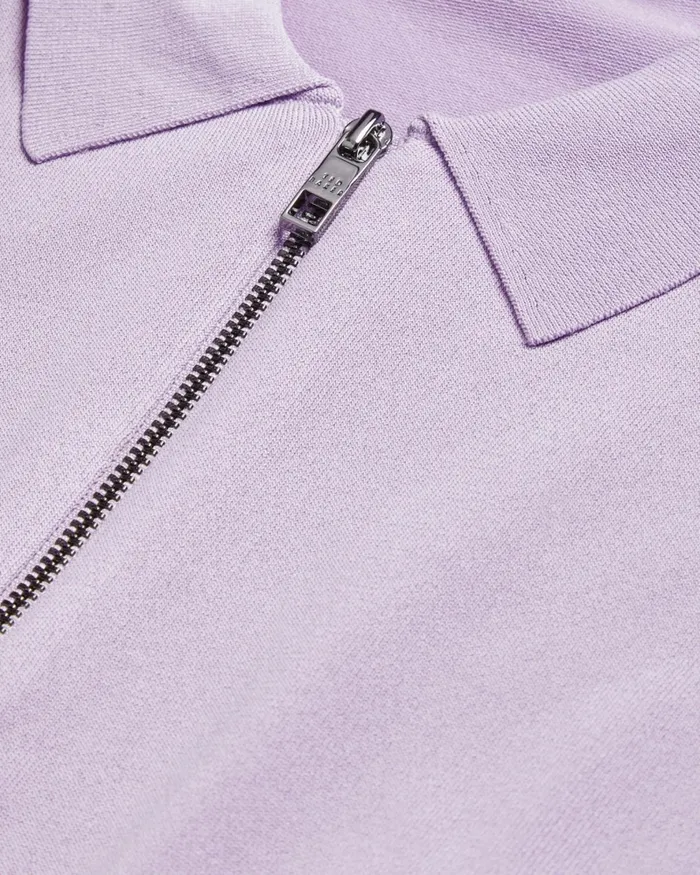 Men DALDIN 8211 Short Sleeve Rayon Zip Polo Shirt Lilac Ted Baker Jumpers and Knitwear Men DALDIN 8211 Short Sleeve Rayon Zip Polo Shirt Lilac Ted Baker Jumpers and Knitwear
