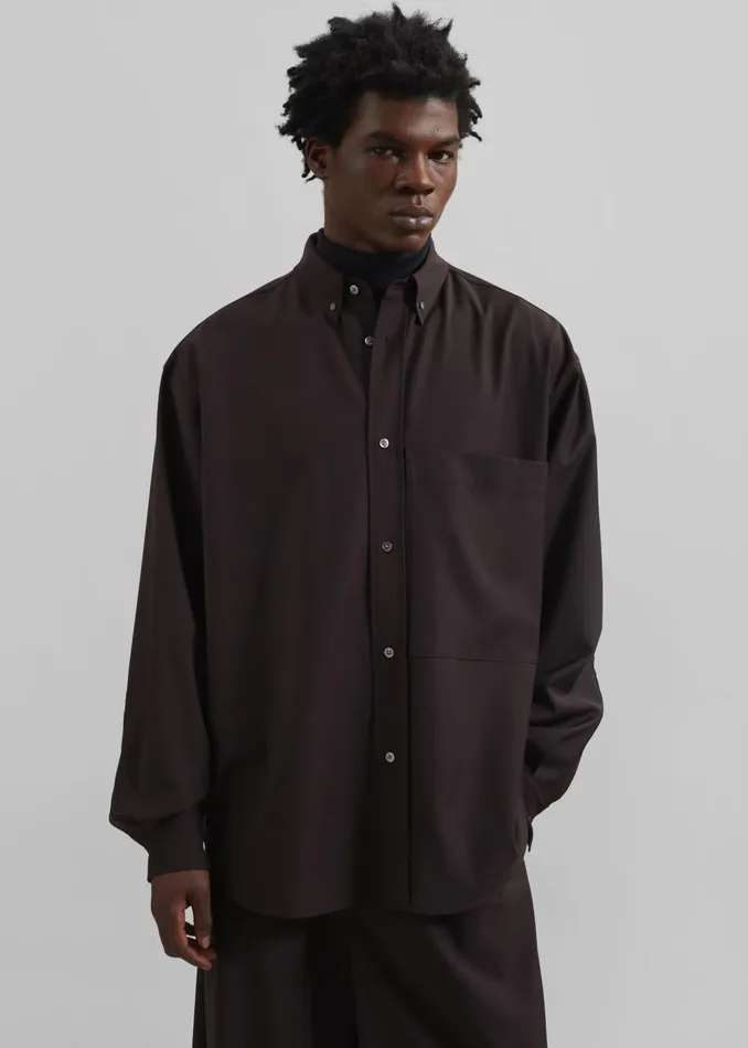 Men Dalton Wool Blend Shirt 8211 Brown The Frankie Shop Tops
