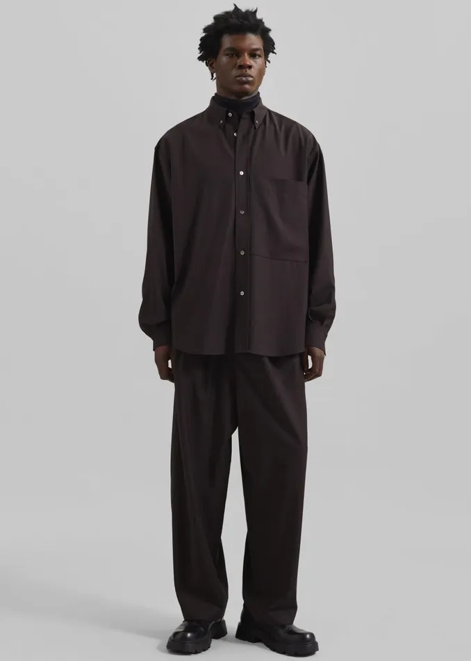 Men Dalton Wool Blend Shirt 8211 Brown The Frankie Shop Tops