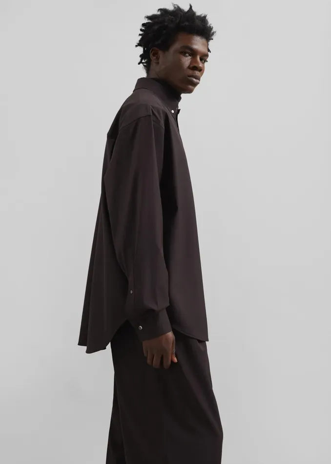 Men Dalton Wool Blend Shirt 8211 Brown The Frankie Shop Tops