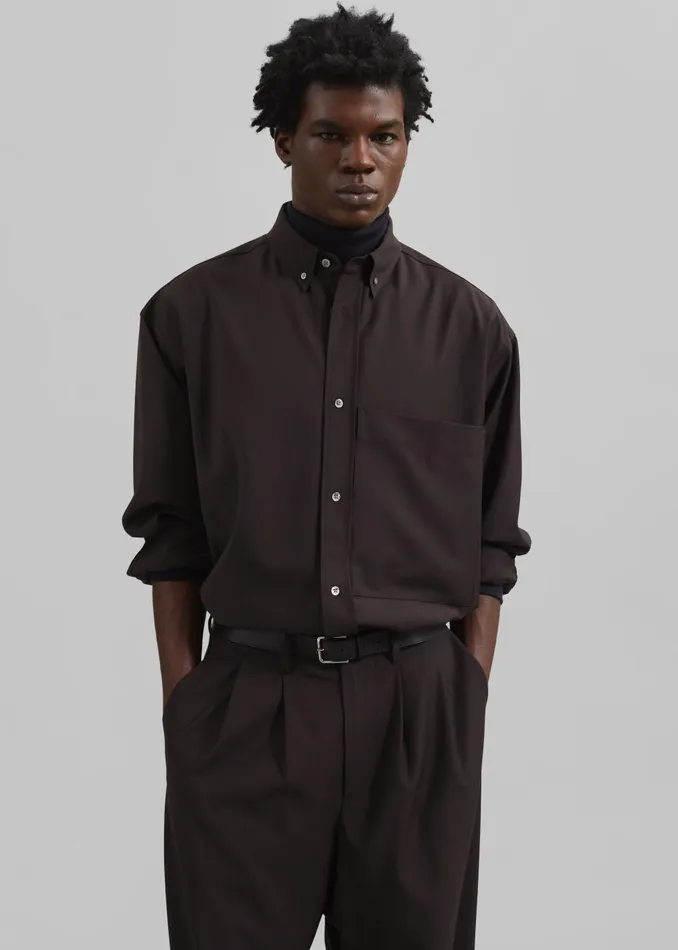 Men Dalton Wool Blend Shirt 8211 Brown The Frankie Shop Tops