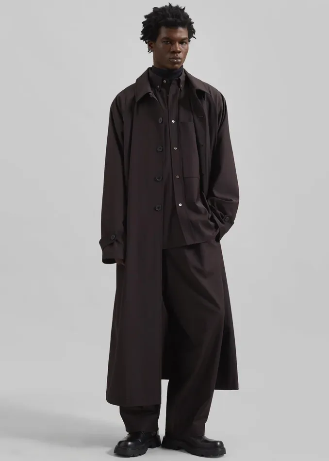 Men Dalton Wool Blend Shirt 8211 Brown The Frankie Shop Tops