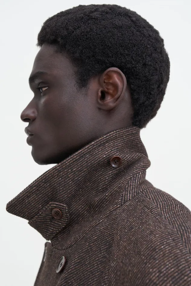 Men Double Breasted Wool Trench Coat Walnut Brown Filippa K Outerwear