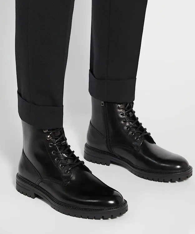 Men Dune London Black Boots Chunky Lace Up Boots Black