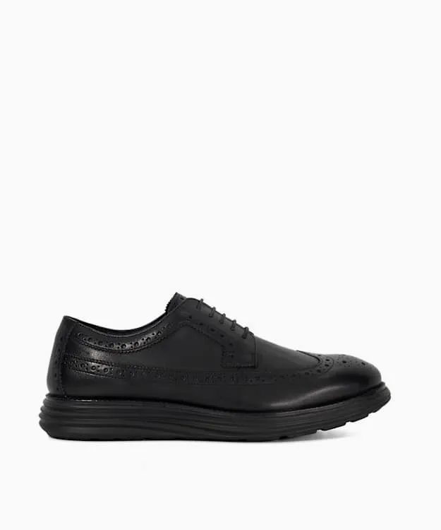 Men Dune London Black Shoes Layered Sole Lace Up Brogues Black