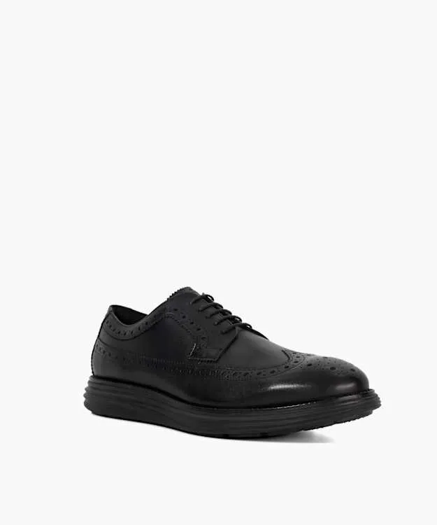 Men Dune London Black Shoes Layered Sole Lace Up Brogues Black