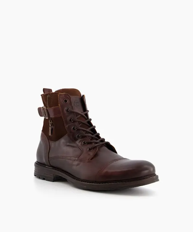 Men Dune London Brown Boots Casual Buckle Detail Ankle Boots Brown