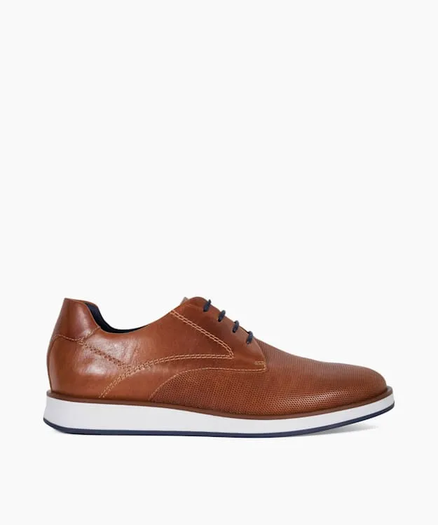 Men Dune London Casual Shoes Perforated Gibson Shoes Brown