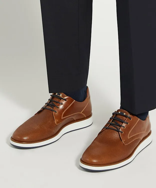 Men Dune London Casual Shoes Perforated Gibson Shoes Brown
