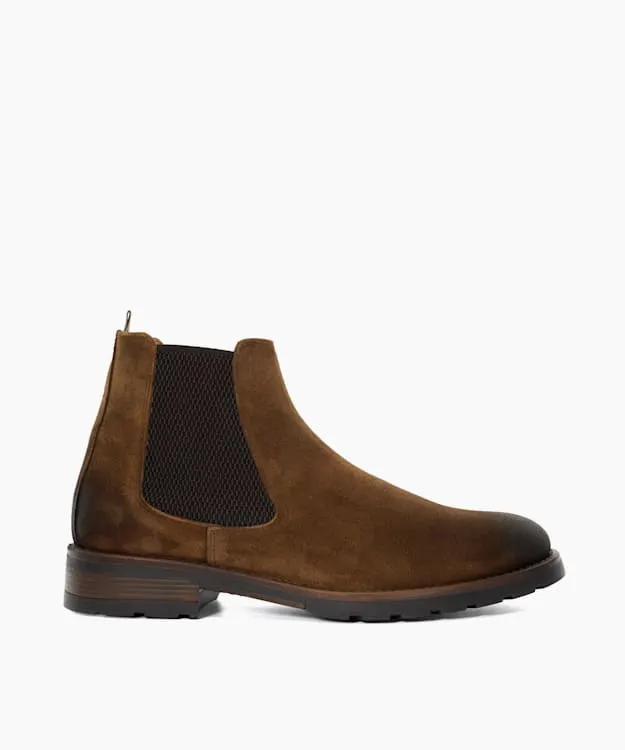 Men Dune London Chelsea Boots Brushed Suede Chelsea Boots Brown
