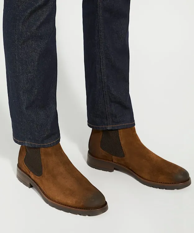 Men Dune London Chelsea Boots Brushed Suede Chelsea Boots Brown
