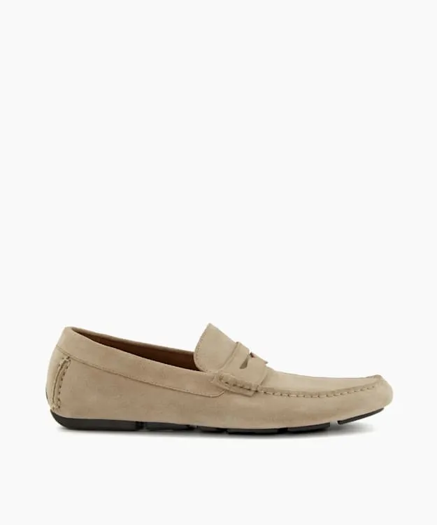 Men Dune London Loafers Suede Driver Neutral
