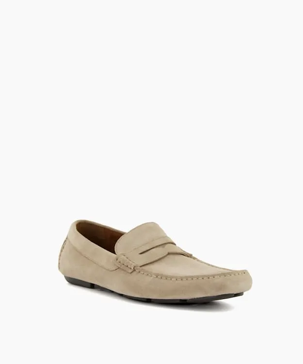 Men Dune London Loafers Suede Driver Neutral
