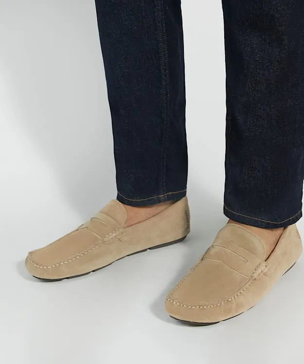 Men Dune London Loafers Suede Driver Neutral