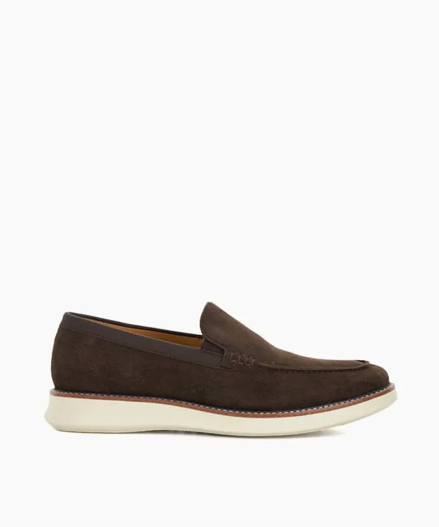 Men Dune London Loafers Wedge Sole Slip On Loafers Brown