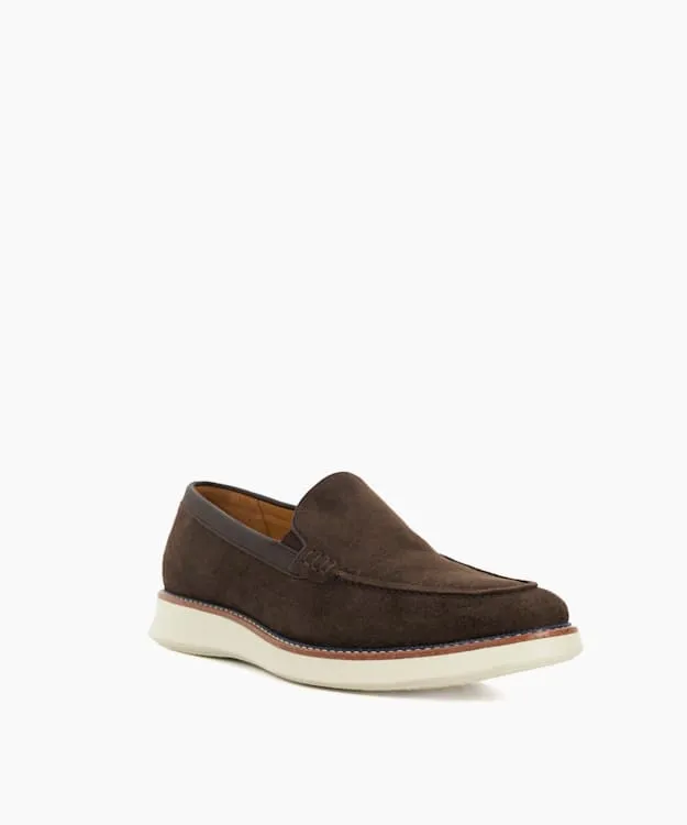 Men Dune London Loafers Wedge Sole Slip On Loafers Brown