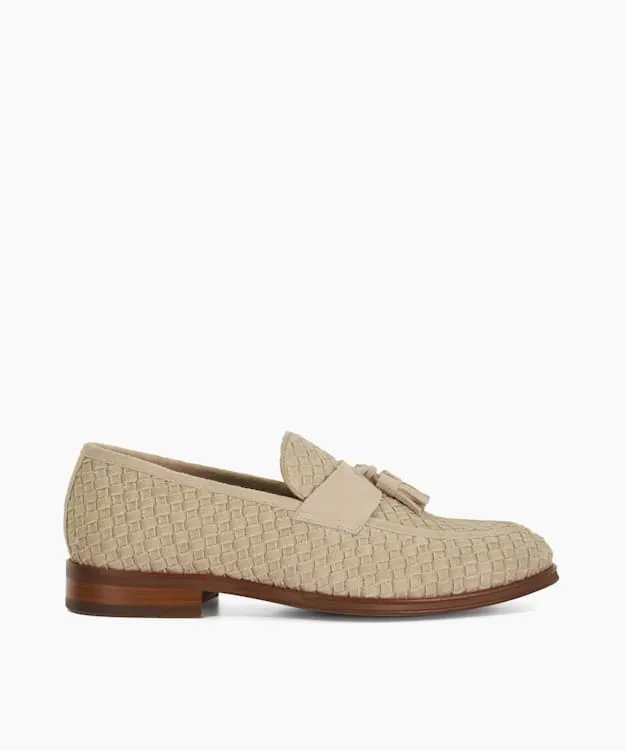 Men Dune London Smart Shoes Woven Tassel Slip On Loafers Neutral