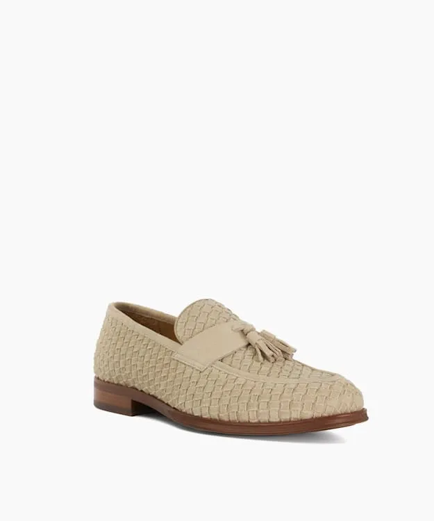 Men Dune London Smart Shoes Woven Tassel Slip On Loafers Neutral