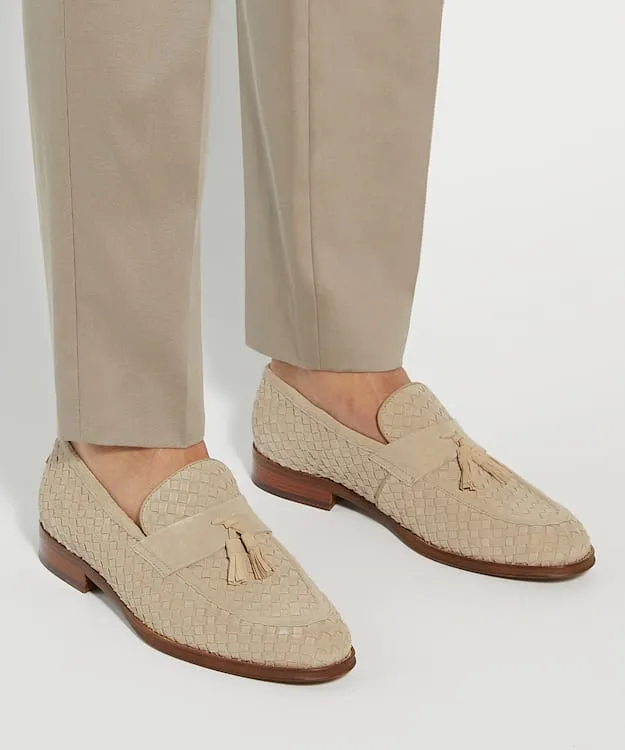Men Dune London Smart Shoes Woven Tassel Slip On Loafers Neutral