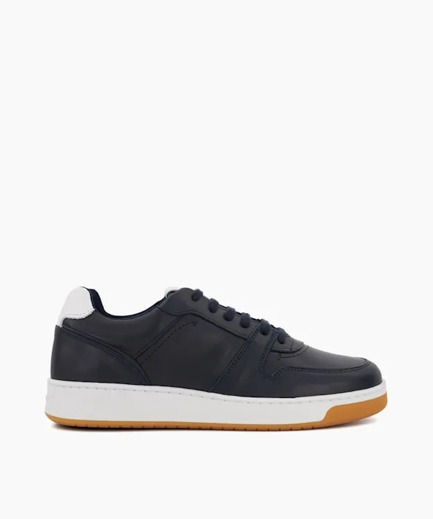 Men Dune London Trainers Sustainable Leather LaceUp Trainers Blue Leather