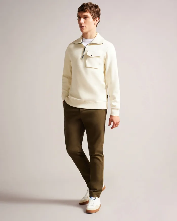 Men ECOS 8211 Half Zip Funnel Neck Jumper Natural Ted Baker Tops Men ECOS 8211 Half Zip Funnel Neck Jumper Natural Ted Baker Tops