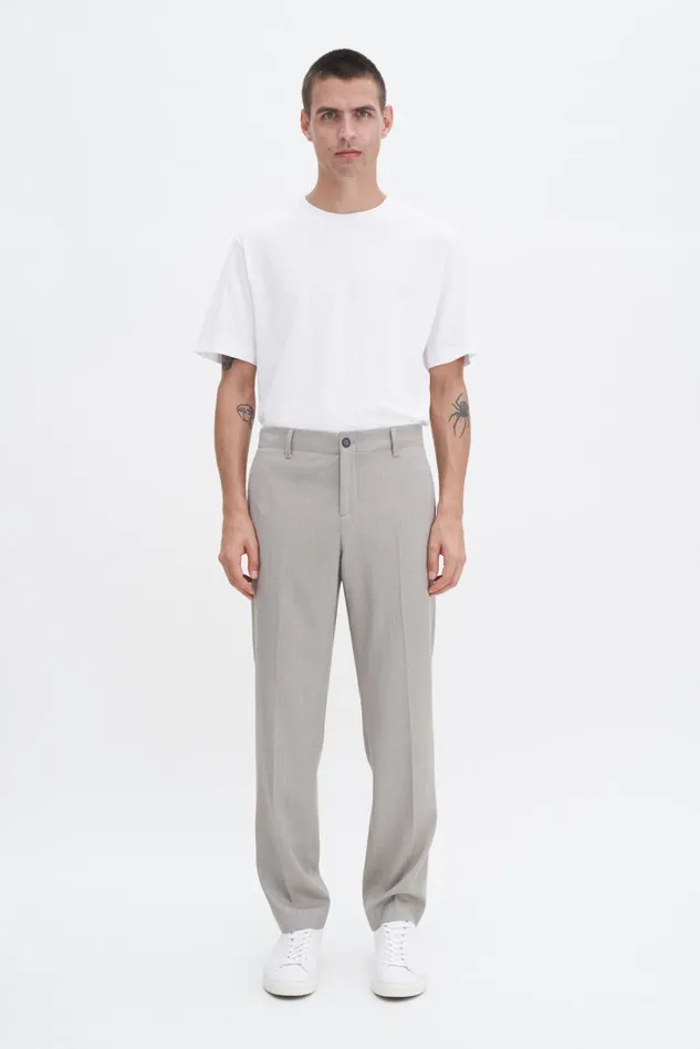 Men Elastic Waist Tailored Trousers Sage Melange Filippa K Trousers