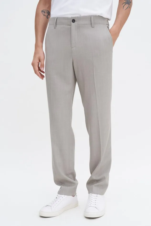 Men Elastic Waist Tailored Trousers Sage Melange Filippa K Trousers