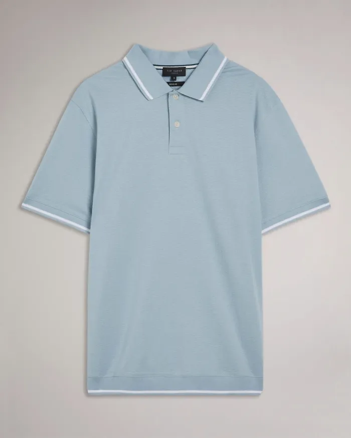 Men ERWEN 8211 Regular Fit Textured Polo Shirt Light Blue Ted Baker Polo Shirts