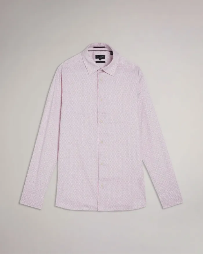Men FAENZA 8211 Long Sleeve Geometric Shirt Pink Ted Baker Shirts