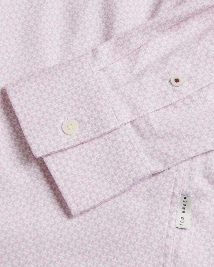 Men FAENZA 8211 Long Sleeve Geometric Shirt Pink Ted Baker Shirts Men FAENZA 8211 Long Sleeve Geometric Shirt Pink Ted Baker Shirts