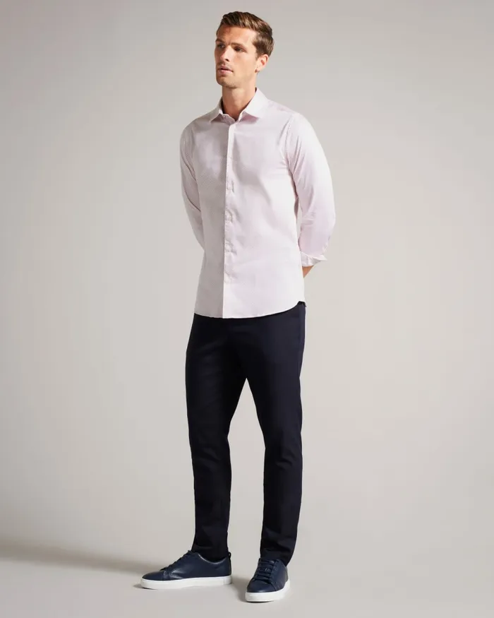 Men FAENZA 8211 Long Sleeve Geometric Shirt Pink Ted Baker Shirts Men FAENZA 8211 Long Sleeve Geometric Shirt Pink Ted Baker Shirts