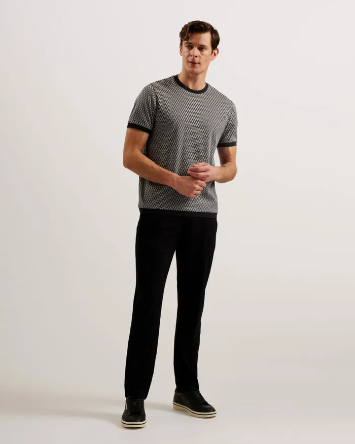Men FINITY 8211 Jacquard Geometric Cotton TShirt Black Ted Baker Tops