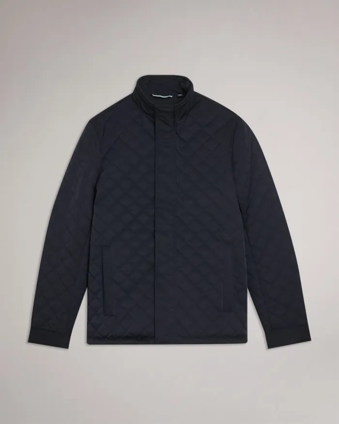Men FINNICH 8211 Diamond Quilt Funnel Neck Jacket Navy Ted Baker Coats and Jackets