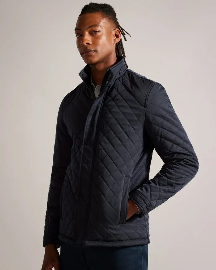 Men FINNICH 8211 Diamond Quilt Funnel Neck Jacket Navy Ted Baker Coats and Jackets Men FINNICH 8211 Diamond Quilt Funnel Neck Jacket Navy Ted Baker Coats and Jackets