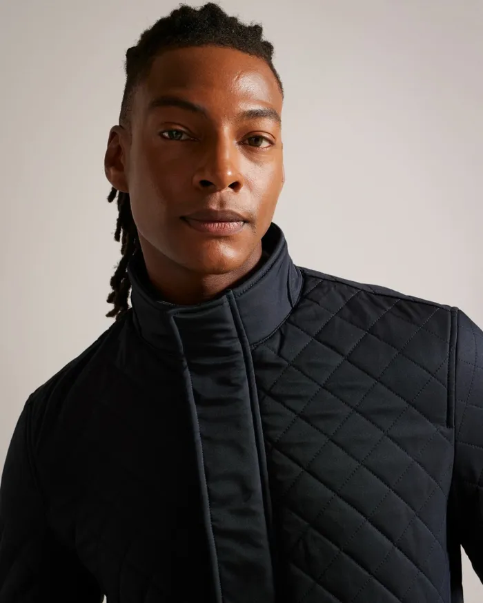 Men FINNICH 8211 Diamond Quilt Funnel Neck Jacket Navy Ted Baker Coats and Jackets Men FINNICH 8211 Diamond Quilt Funnel Neck Jacket Navy Ted Baker Coats and Jackets
