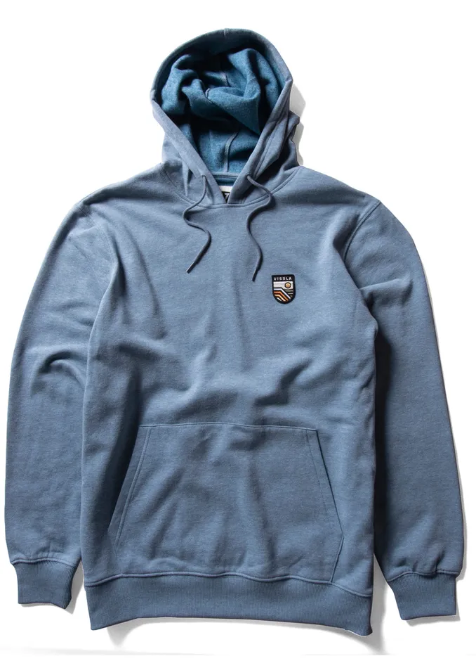 Men Fleece and Hoodies Vissla Solid Sets Eco Po Hoodie Deep Water Heather