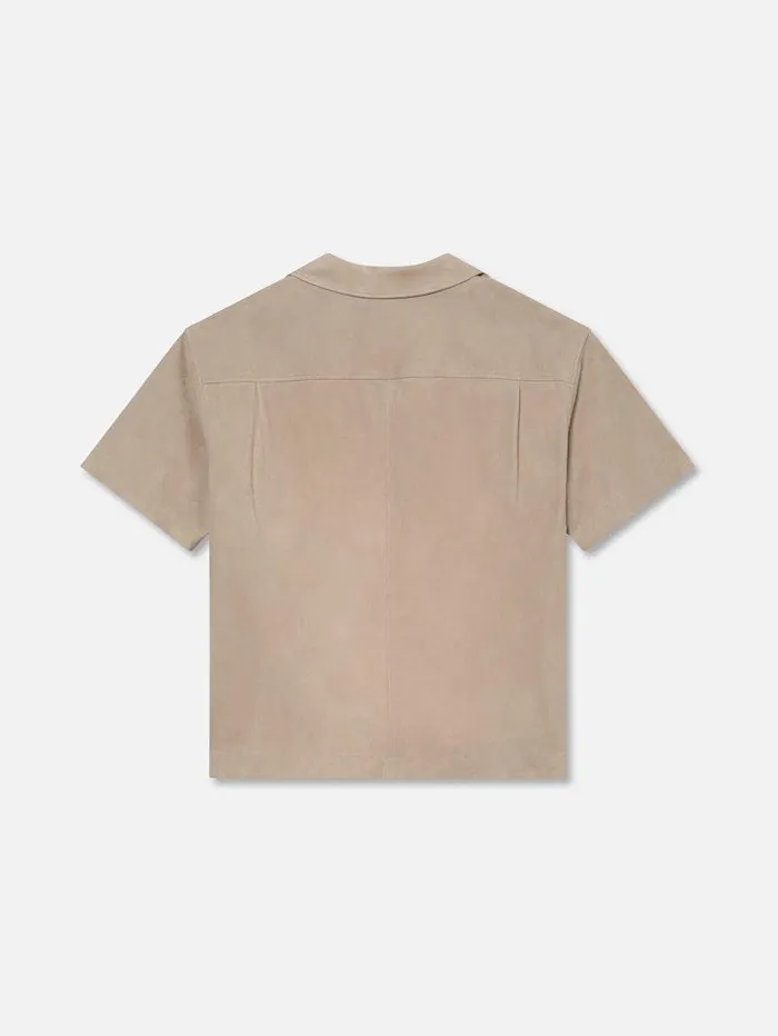 Men FRAME Leather and Suede Short Sleeve Suede Shirt