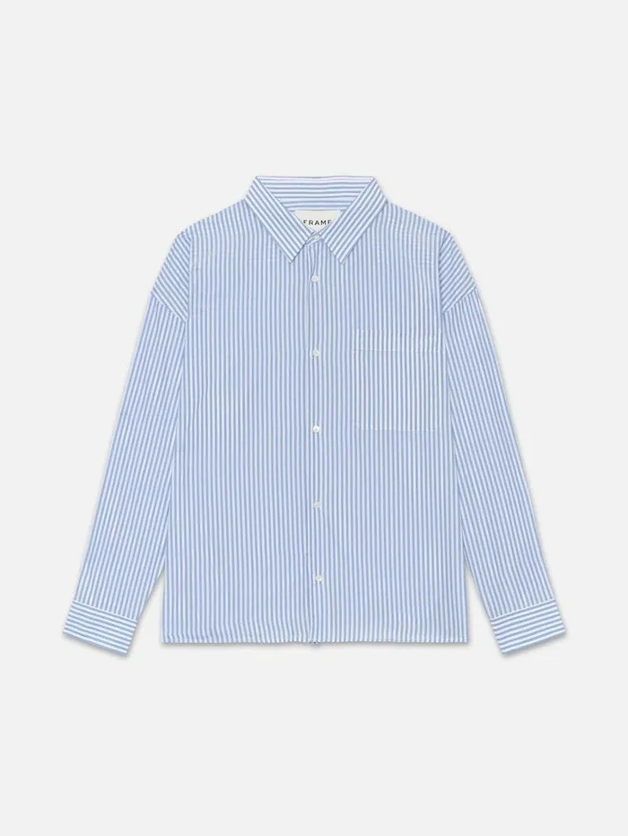 Men FRAME Shirts Relaxed Blue Striped Shirt