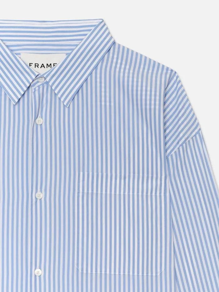 Men FRAME Shirts Relaxed Blue Striped Shirt