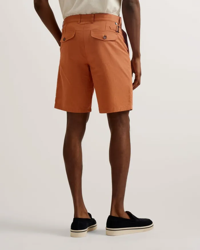 Men FULHUM 8211 Pleated Cotton Chino Shorts Brown Ted Baker Shorts