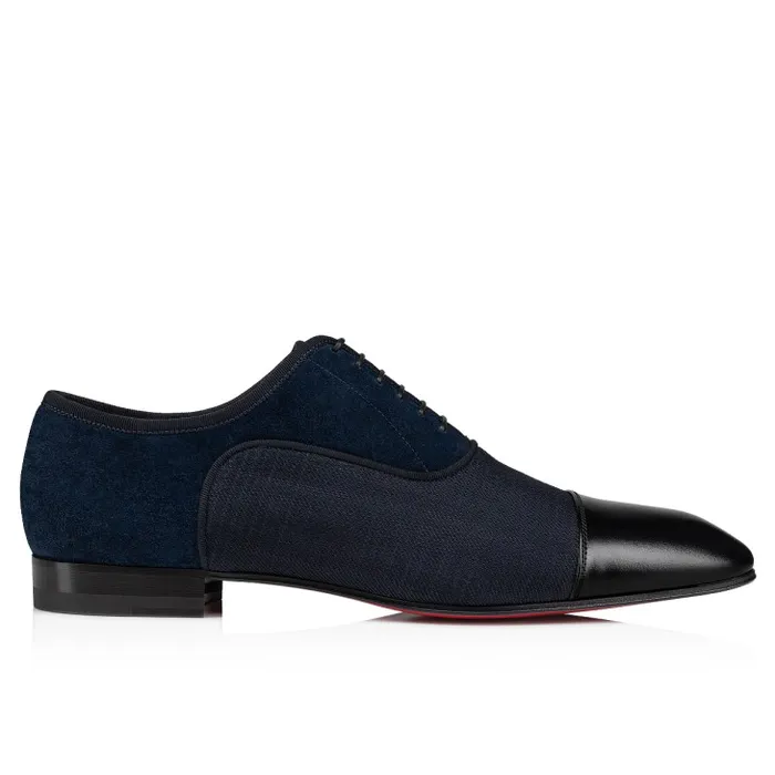 Men Greggo Oxford 8211 Calf Leather Smart Fabric And Veau Velours 8211 Black Christian Louboutin Buckles and Laceups