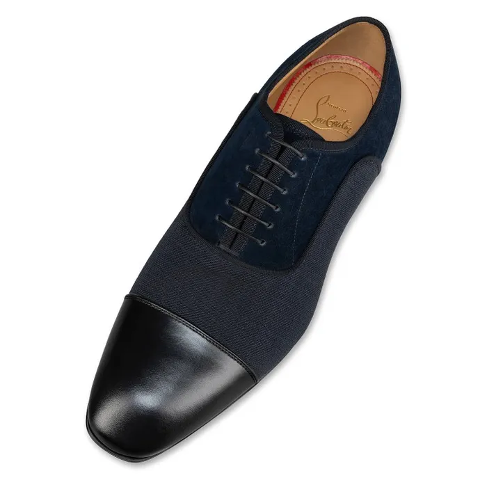 Men Greggo Oxford 8211 Calf Leather Smart Fabric And Veau Velours 8211 Black Christian Louboutin Buckles and Laceups