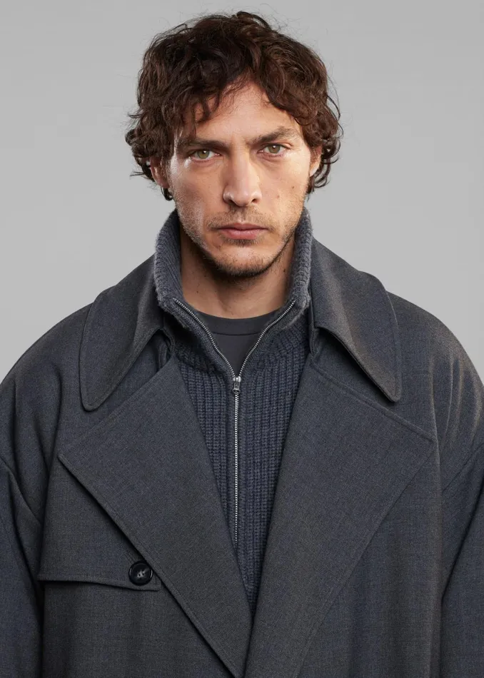 Men Harrison Quarter Zip Jumper 8211 Grey Melange The Frankie Shop Knitwear