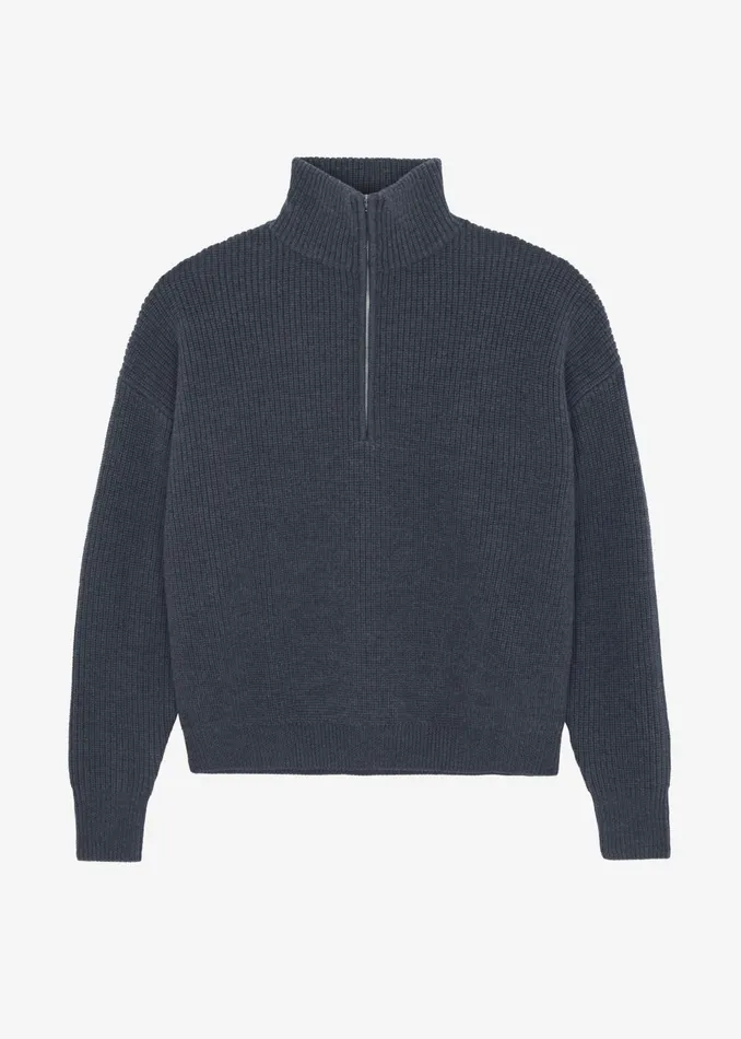 Men Harrison Quarter Zip Jumper 8211 Grey Melange The Frankie Shop Knitwear