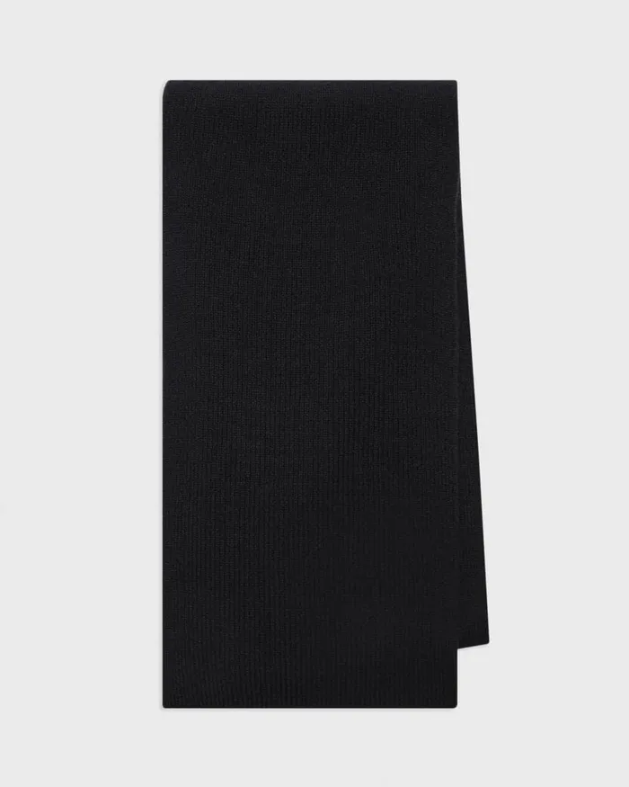 Men Hats Gloves Scarves Theory Camden Scarf In Ribbed Cashmere Black